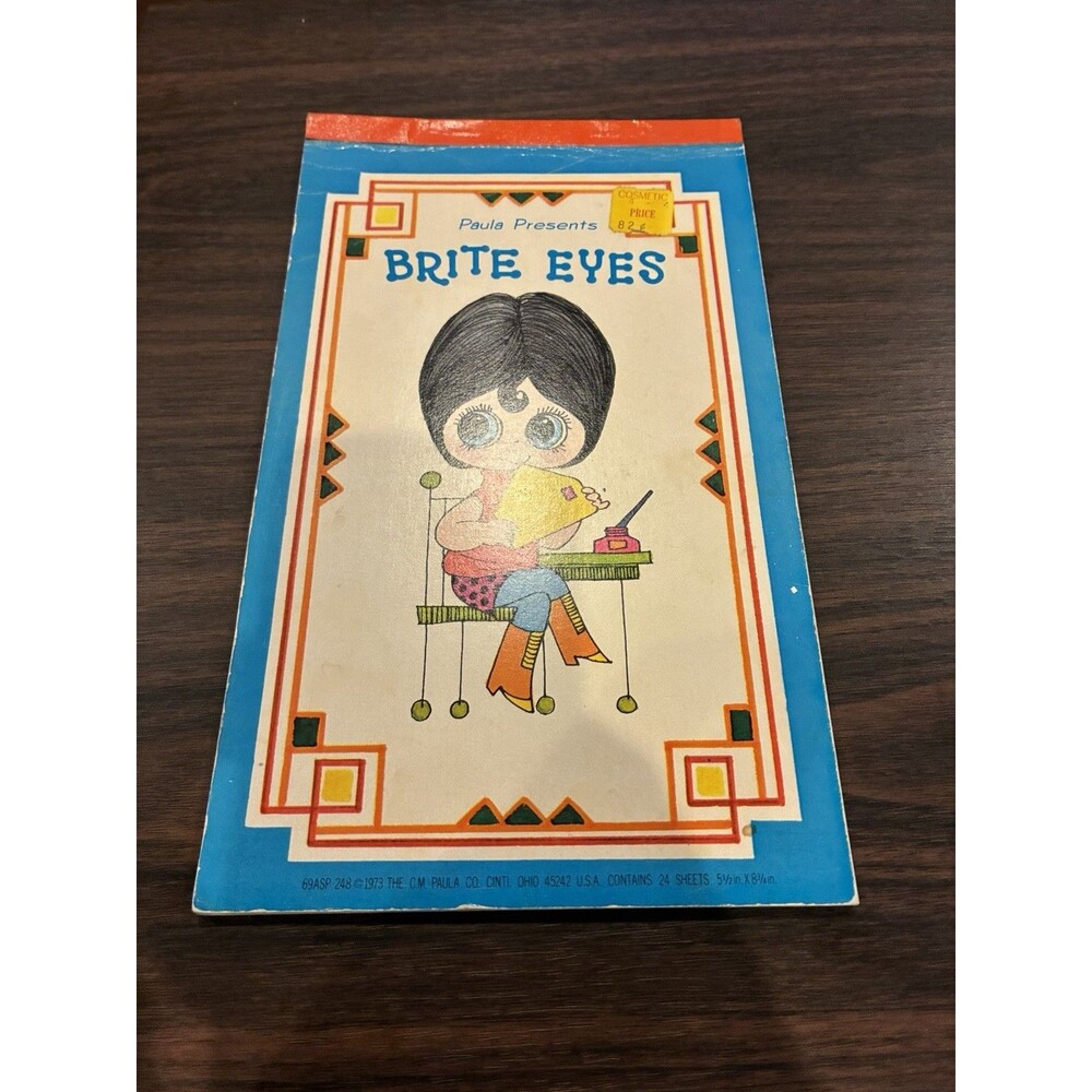 Vintage 1973 Paula Presents Brite Eyes Stationery Writing Pad Big Eye 19 Pages
